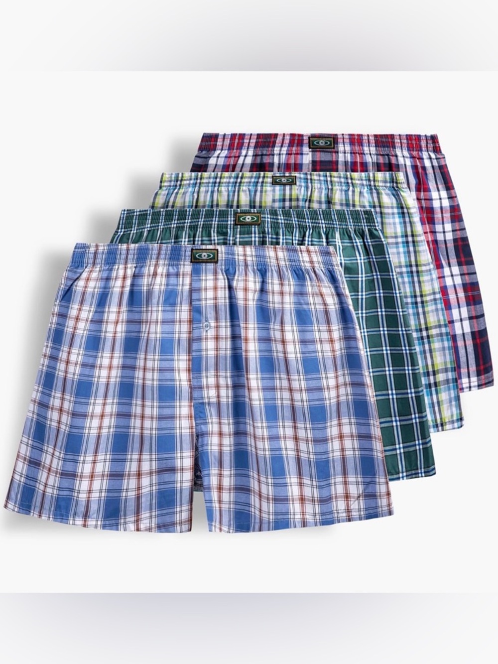 4 Pr Classic Plaid Cotton Boxer Shorts